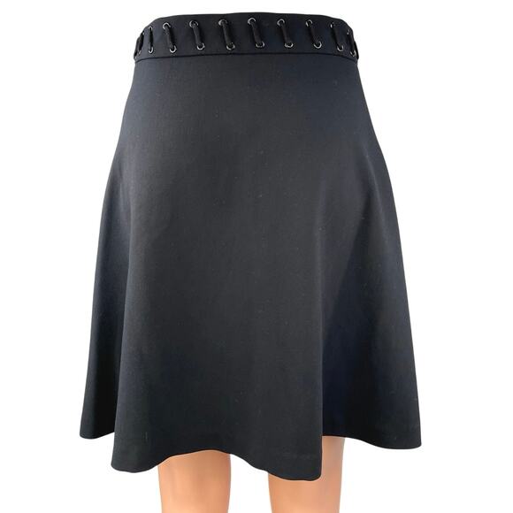 Sandro Paris Women's Black Knee Length Mini Zipper A-Line Career Skirt Size 1 - Picture 3 of 6